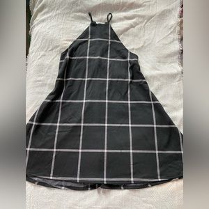 Vintage 90s checker mini mod dress - black and white